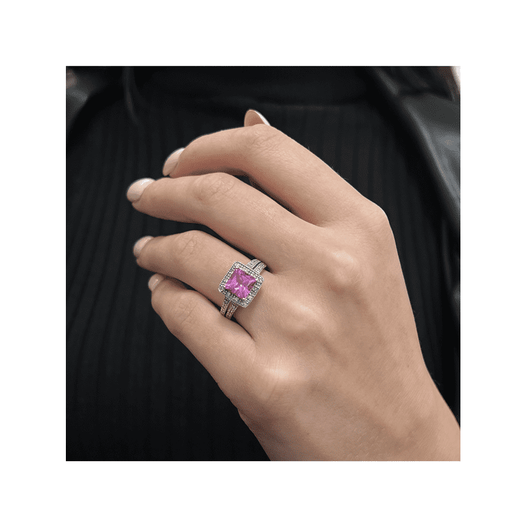 Vintage Clyde Duneier CID Pink Gemstone Diamond Ladies Ring 10K White Gold Walmart