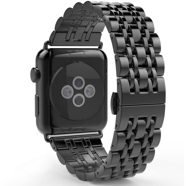 BAMAIA Compatible avec Bracelet Apple Watch, Bracelet de Remplacement en Métal Inoxydable Solide, Adapté pour Apple Watch3 (Ls 42mm Noir)