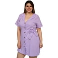 thumbnail image 2 of Vestido camisero de lino Talla extra Roman Fashion modelo 0352 lila, 2 of 6