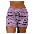 thumbnail image 2 of Womens Casual Drawstring Shorts Summer Elastic Waist Shorts Pocketed Pants, Athletic Shorts for Women Purple S, 2 of 6