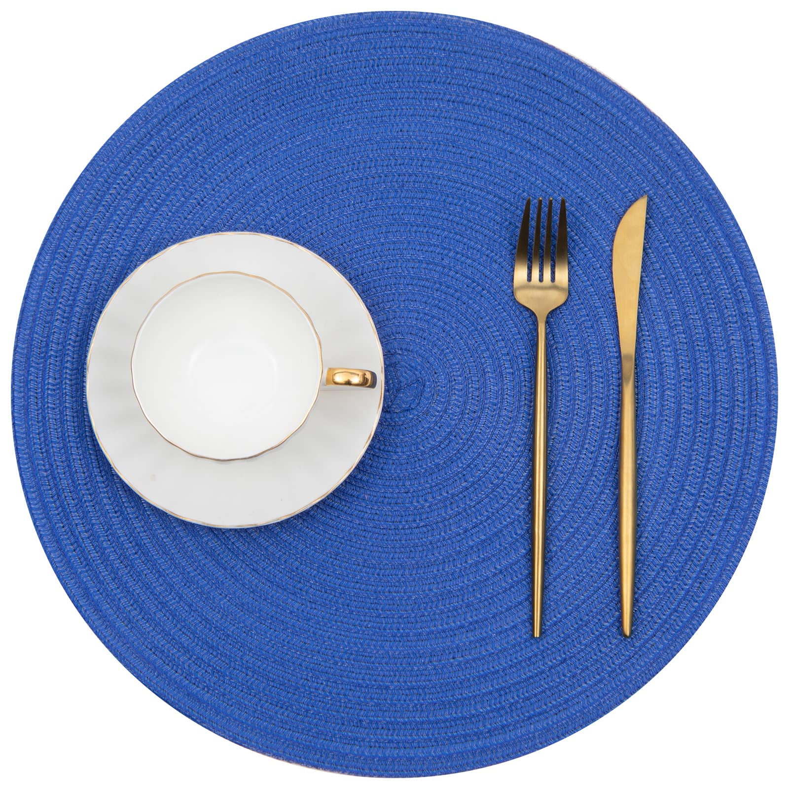 Round Placemats Set of 6 Woven Braided 15 inch Circle Placemat for Dining Tables Kitchen Table Mats Washable