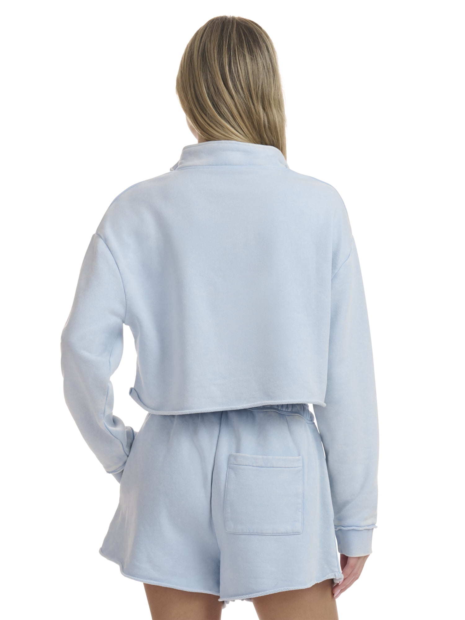 Mills by Millie Bobby Brown Women's Cropped Quarter-Zip Sweatshirt with Raw Edge, Sizes XXS-XXL