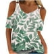 thumbnail image 1 of Camisas de Manga Corta para las Mujeres Blusa de Cuello Redondo de Impresión Casual, Top de Algodón de Imitación Ligero para el Hogar, el Uso Diario Y las Cuatro Estaciones, 1 of 4