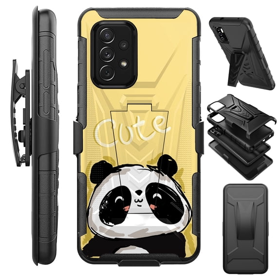 Compatible with Samsung Galaxy A53 5G; Hybrid Luxguard Holster Phone Case Cover (Cute Panda)