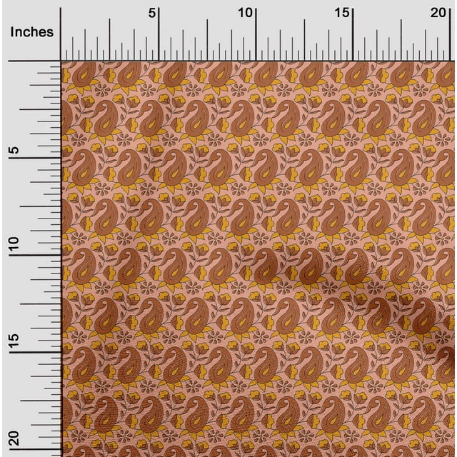 oneOone Silk Tabby Fabric Leaves|Floral & Paisley Block Print Sewing Fabric BTY 42 Inch Wide