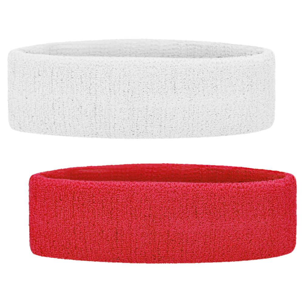 GOGO 2 Pieces Terry Cloth Headbands Sweat Bands, Sports HeadbandsWhite