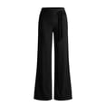 thumbnail image 6 of Josdec Women's Fashion Wide Leg Pants Striped Elastic Waist Loose Fit Straight Leg Trousers with Drawstring for Daily Wear, 6 of 6
