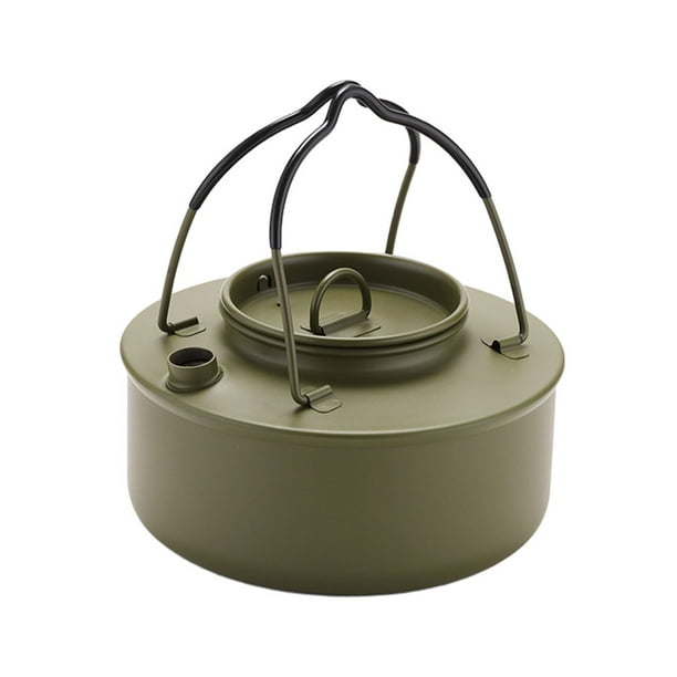 Soidarity Hervidor de agua para acampar, tetera con mango antiescaldado, cafetera de acero inoxidable para exteriores, para viajes, Picnic, carpas Verde/Antiadherente