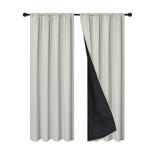 Curtains for Living Room,Polyester Pongee Rod Pull Light Blocking Curtains for Living Room, Sun Blocking Heat Insulating Soundproof