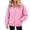 Pink, variant on IUYRTFE Women's Zip Up Fleece Jacket Long Sleeve Casual Relaxed Fit Collarless Coat with Pockets for Fall and Winter