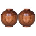 thumbnail image 1 of 2Pcs Wooden Bowl with Lid Soup Bowl Rice Bowl Serving Bowl Wood Tableware, 1 of 8
