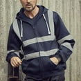 thumbnail image 2 of High Visibility workwear safety full zip hoodie reflective sweatshirt (Navy,S), 2 of 7