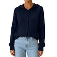 thumbnail image 4 of Women's Hooded Cable Knit Cardigan Button Down Long Sleeve with Pockets Casual Sweater, 4 of 5