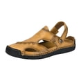 thumbnail image 2 of Athletic Sandals for Men, Roman Sandals for Men, Mens Leather Sandals, Mens Casual Walking Sandals Closed Toe Beach Shoes Sports Outdoor Sandals Summer Sandals for Hiking Trekking, Gold 9.5, 2 of 3