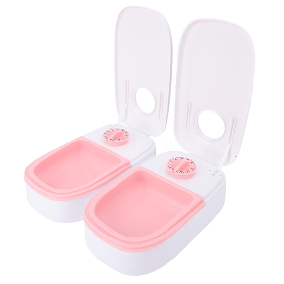 2 Meal Automatic Pet Feeder, Anti Slip Bottom Plastic Automatic Dog Cat Feeder for Indoor Pink,Gray,Black