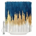 thumbnail image 2 of Blue Gold Waterproof Fabric Shower Curtain, Modern Street Art Splatter Foil Painting Shower Curtain for Bathroom Curtains Bathtubs Hotel Washable Shower Curtains with 12 Hooks Small 36x78in, 2 of 6
