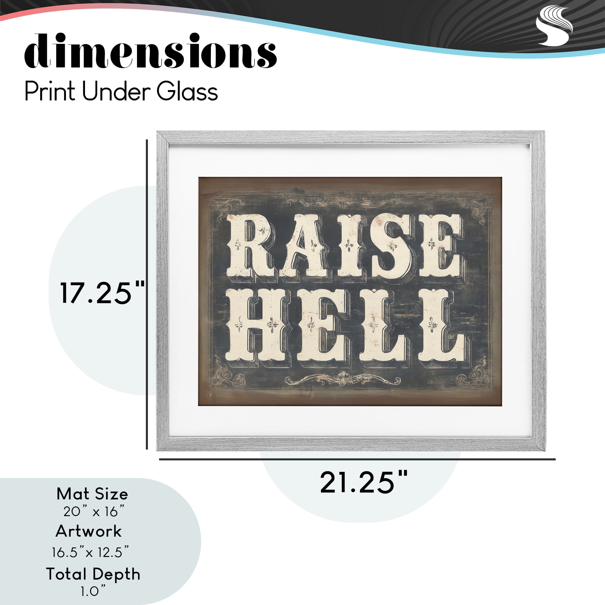 Stupell Industries Raise Hell Vintage Western Gray Framed Print Under Glass, design by Arlington Prints