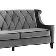 Barrister Sofa, Gray Velvet with Black Piping