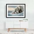 thumbnail image 2 of Polar bear with young - Photography Wildlife Animal Snow Winter Nature Scenic Black Framed Wall Art Print 12 x 18 inches, 2 of 4