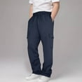 thumbnail image 5 of Boys Childrens Cargo Sweatpants Trendy Elastic Waist Casual Sports Pants Solid Color Lightweight Jogger Trousers with Pockets Navy 7 Years, 5 of 7