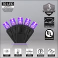 thumbnail image 4 of Set of 70 Purple LED Mini Halloween Lights 4" Spacing, 24', Black Wire Home Party Decoration Indoor Outdoor String Lights Set, 4 of 6
