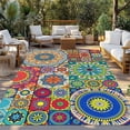 thumbnail image 2 of Colorful Ethnic Outdoor Rug for Patio/Deck/Porch, Non-Slip Large Area Rug 3 x 5 Ft, National Modern Geometric Blue Green Indoor Outdoor Rugs Washable Area Rugs, Reversible Camping Rug Carpet Runner, 2 of 8