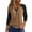 Brown, variant on WTOBBY Women's Colorblock V-Neck Raglan Sleeve T-Shirt with 3/4 Sleeve, Casual Button Detail Top for Fall Season, Comfortable Fashion Apparel,Army Green L