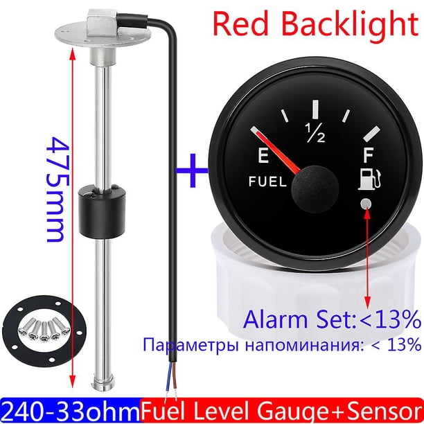 Universal Car Fuel Gauge+fuel Level Sensor 100~600mm For 52mm Fuel Level Gauge 240-33 Ohm Oil Float Level Sensor Rv Boat 9-32v