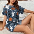 thumbnail image 4 of Fotbe Halloween Conjunto de Pijama Estampado para Mujer, 2 Piezas, Ropa de Dormir con Camiseta de Manga Corta y Shorts Suaves-Large, 4 of 6