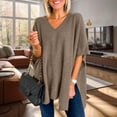 thumbnail image 3 of comerut Women Fall Winter Sweater Irregular Hem Solid Color Loose V Neck Pullover Soft Knitted Thick Warm Cape Style Lady Sweater, 3 of 8