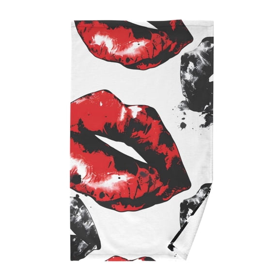 Red Lip Cotton Face Towels Absorbent Hand Towel Soft Bathroom Towel for Kitchen Hotel Decoration