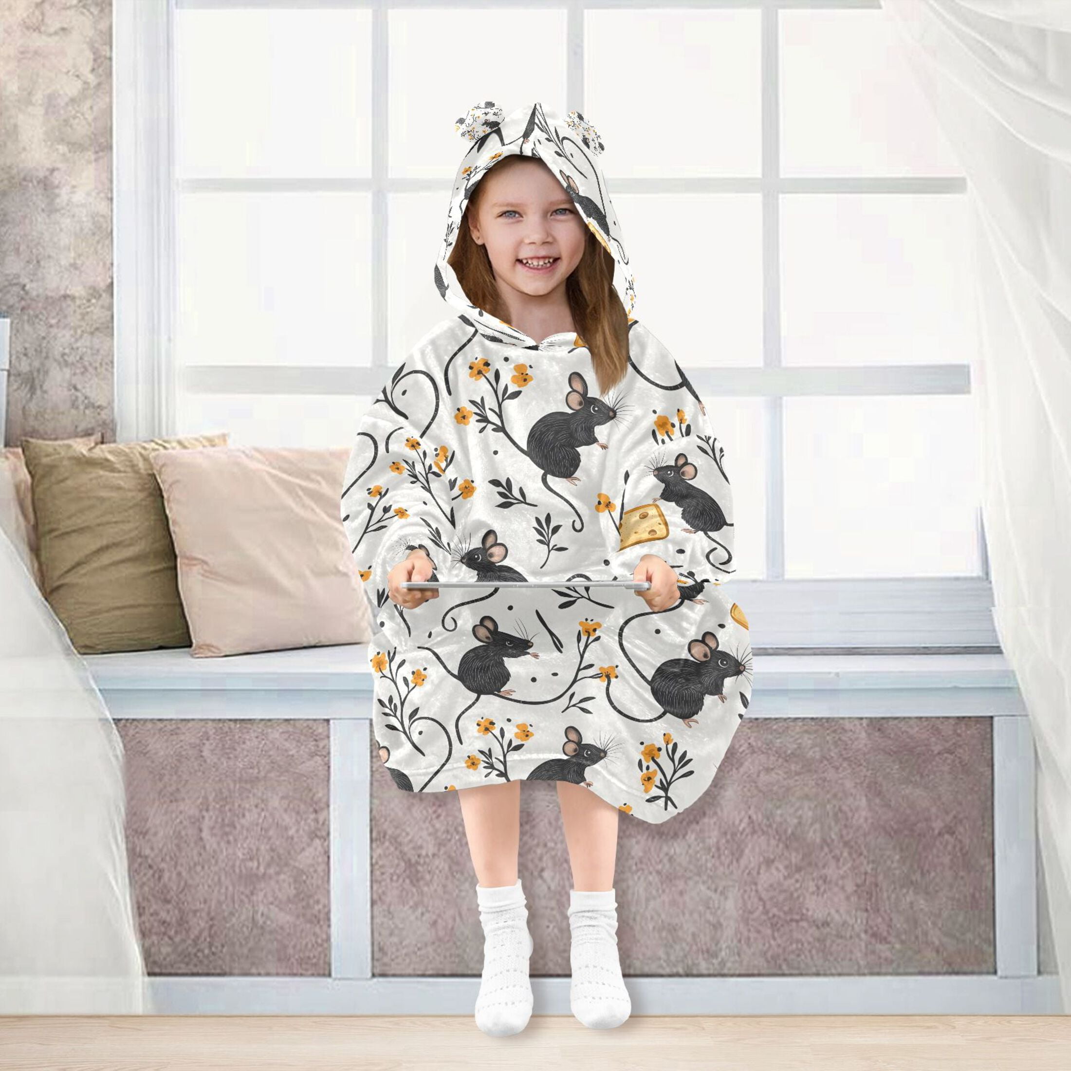 joogoo Wearable Blanket Hoodie for Cute Mouse Rat Oversized Sherpa Hooded 3-14 YR M