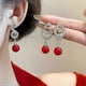 thumbnail image 3 of 2025 Chinese New Year Snake Earrings,Cubic Zirconia Red Pearl Stud Earrings, 3 of 5