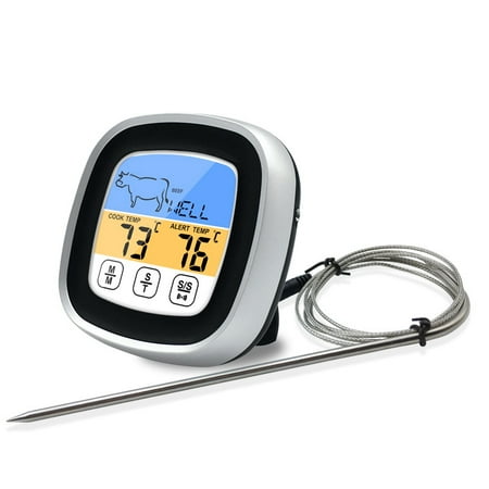 

Digital Meat Thermometer for Cooking 2022 Upgraded Touchscreen LCD Large Display Instant Read Food with Backlight Long Probe Kitchen Timer Cooking BBQ Oven