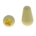 thumbnail image 3 of Dopro 2 uds guitarra interruptor de pastilla de 5 vías interruptor de punta perilla de interruptor para USA FD Strat/Tele/Stratocaster blanco envejecido, 3 of 5