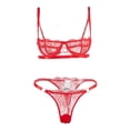 thumbnail image 3 of Conjunto de sujetador y braguita de encaje push up para mujer, lencería sexy con aros y forro ligero METRO, 3 of 9