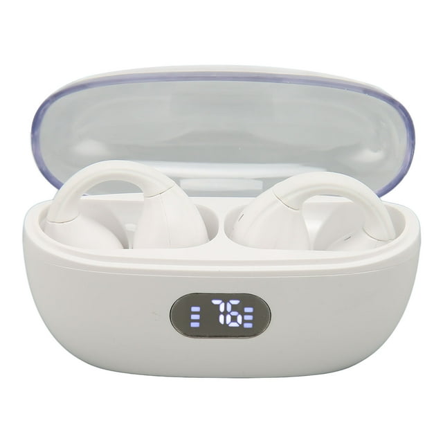 Open Ear 5.3 Earbuds, Type C Charging Lightweight Bone Conduction Portable Clip On Earbuds IPX4 Waterproof for Business
