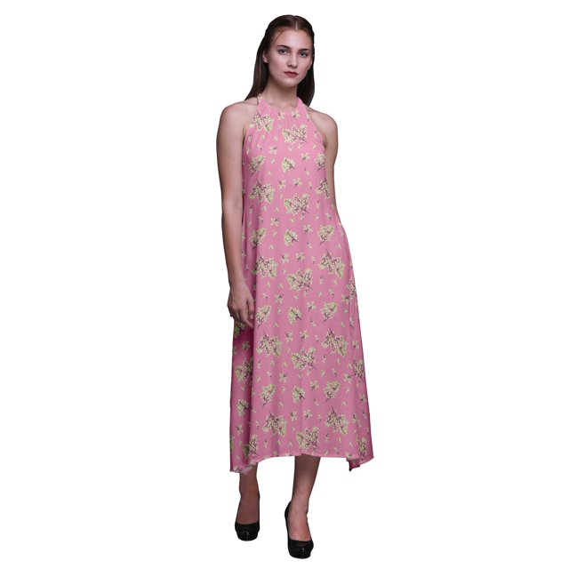 Bimba Robe de Plage Dos Nu Imprimée Feuilles pour Femmes Été Vacances - Très Grande Taille