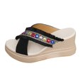thumbnail image 3 of GHSOHS Womens Sandals Slippers Women's Flat Sandals Vintage Water Shoes Women Sandles Summer Fashion Woven Ethnic Style Open Toed Wedge Slippers Casual And Comfortable Outing Slippers Womens Sand,9, 3 of 9