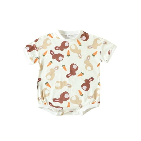 

Sunisery Newborn Baby Girl Boy Outfit Short Sleeve Romper Infant Bunny Oversized Bodysuit Rabbit Summer Clothes Light Yellow 12-18 Months