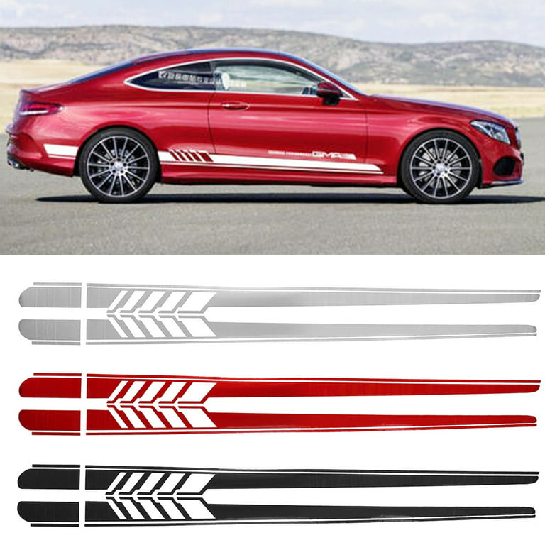 Anvazise Car Side Sticker Waterproof DIY Exquisite Car Both Side Stripes  Sticker Wrap Vinyl Film Decal Auto Tuning Accessories Red 1 Pair 