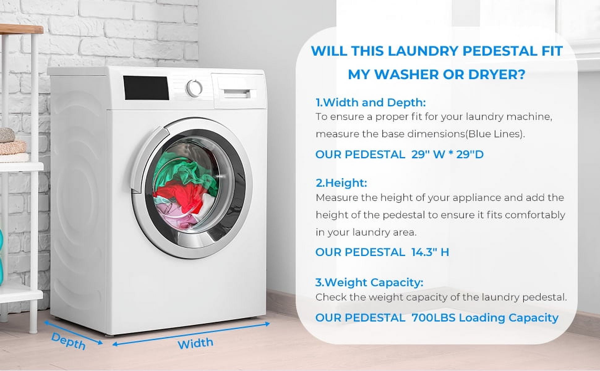 Dual Washing Machine Pedestals with Drawers 350Lb Heavy Duty Matalde 29" Laundry Pedestals 2 Sets Upgraded Design, Washer and Dryer Riser, White