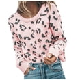 thumbnail image 2 of kayannuo Womens Tops Long Sleeve Shirts Fall Fashion Women Long Sleeve Leopard Print O-Neck Sweater Casual Tops Blouse Pink, 2 of 6