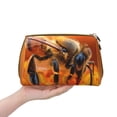 thumbnail image 4 of Easygdp Honeybee On Vibrant Flower Leather Makeup Bag Zipper Pouch Travel Cosmetic Organizer for Women and Girls, Make up Bag with Zipper, 4 of 8