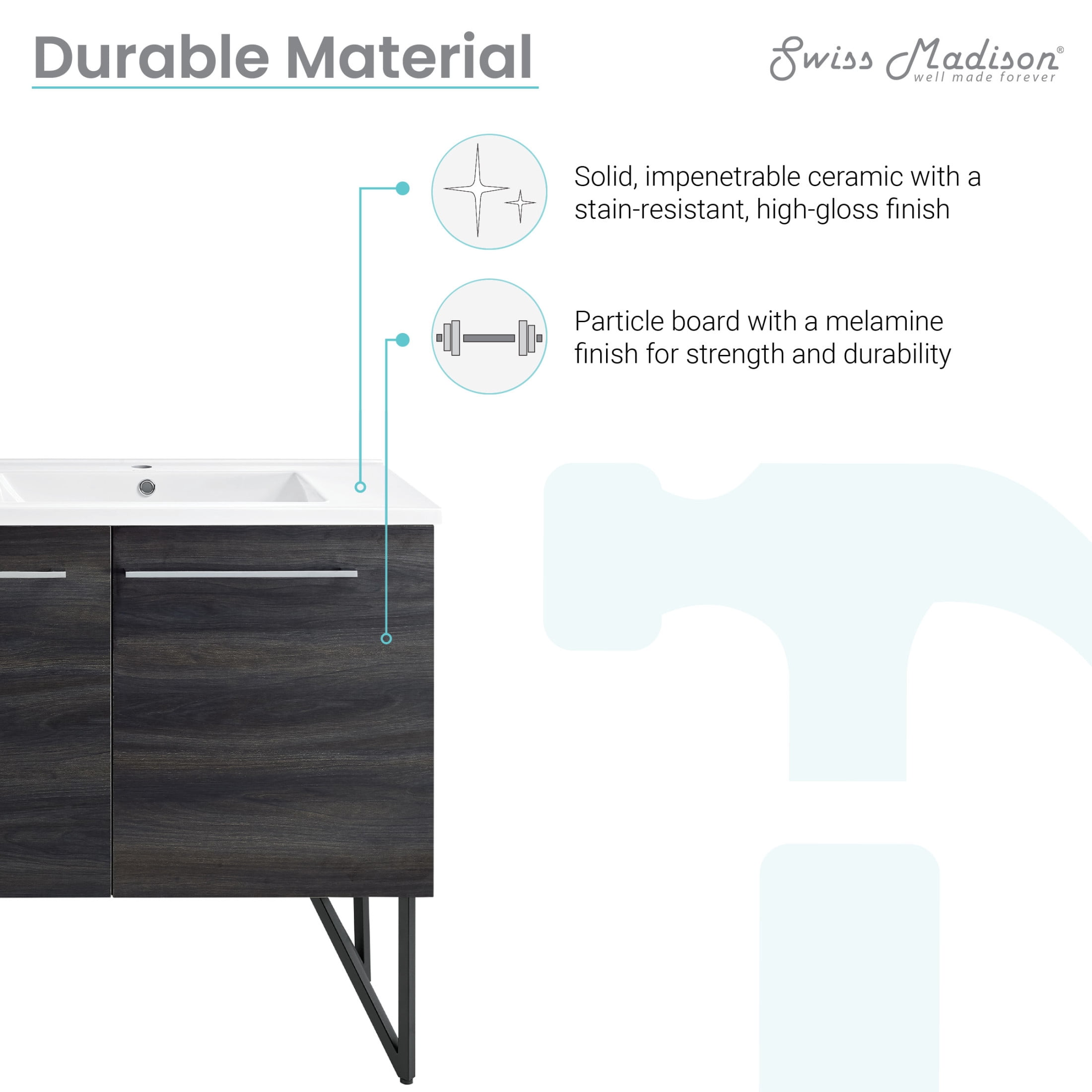 Annecy 60" Freestanding Bathroom Vanity in Black Walnut with Sink Top