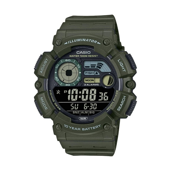 Casio Men's Fishing Timer Sport Digital Watch, Green WS-1500H-3BV