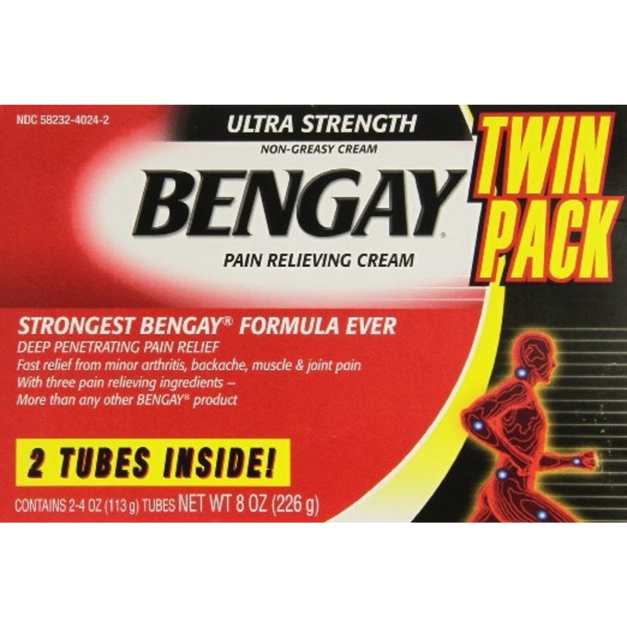 BENGAY Pain Relieving Cream Ultra Strength 4 oz (Pack of 2)