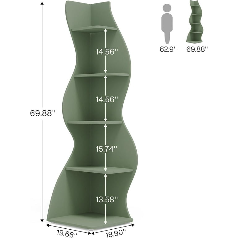 Aazon.co: Tribesigns Corner Shelf, Rustic 5-Tier Wall Corner Bookshelf, Stylish Corner Sall