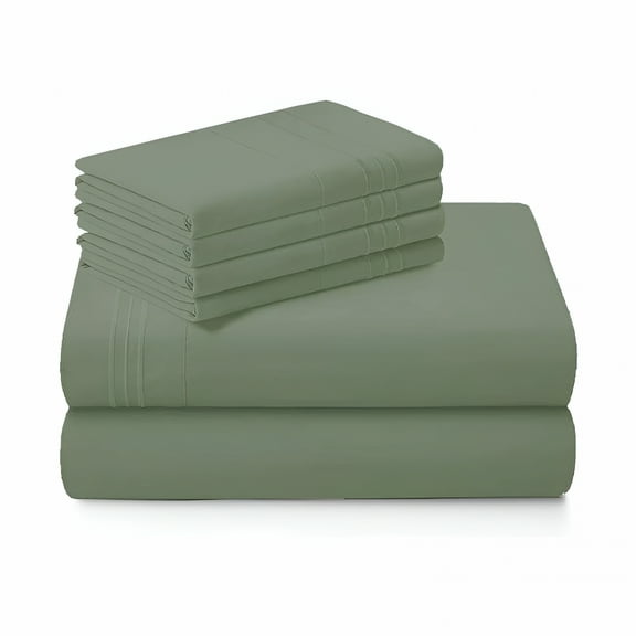 AUQ 100% Pure Egyptian Cotton 800 Thread Count Sheet Set,4 Pc Set,Full Size Sheets Sateen Weave,Soft Luxury Bedding,Fits Upto 21" Inch Deep Pocket (Sage Solid,Full Size)