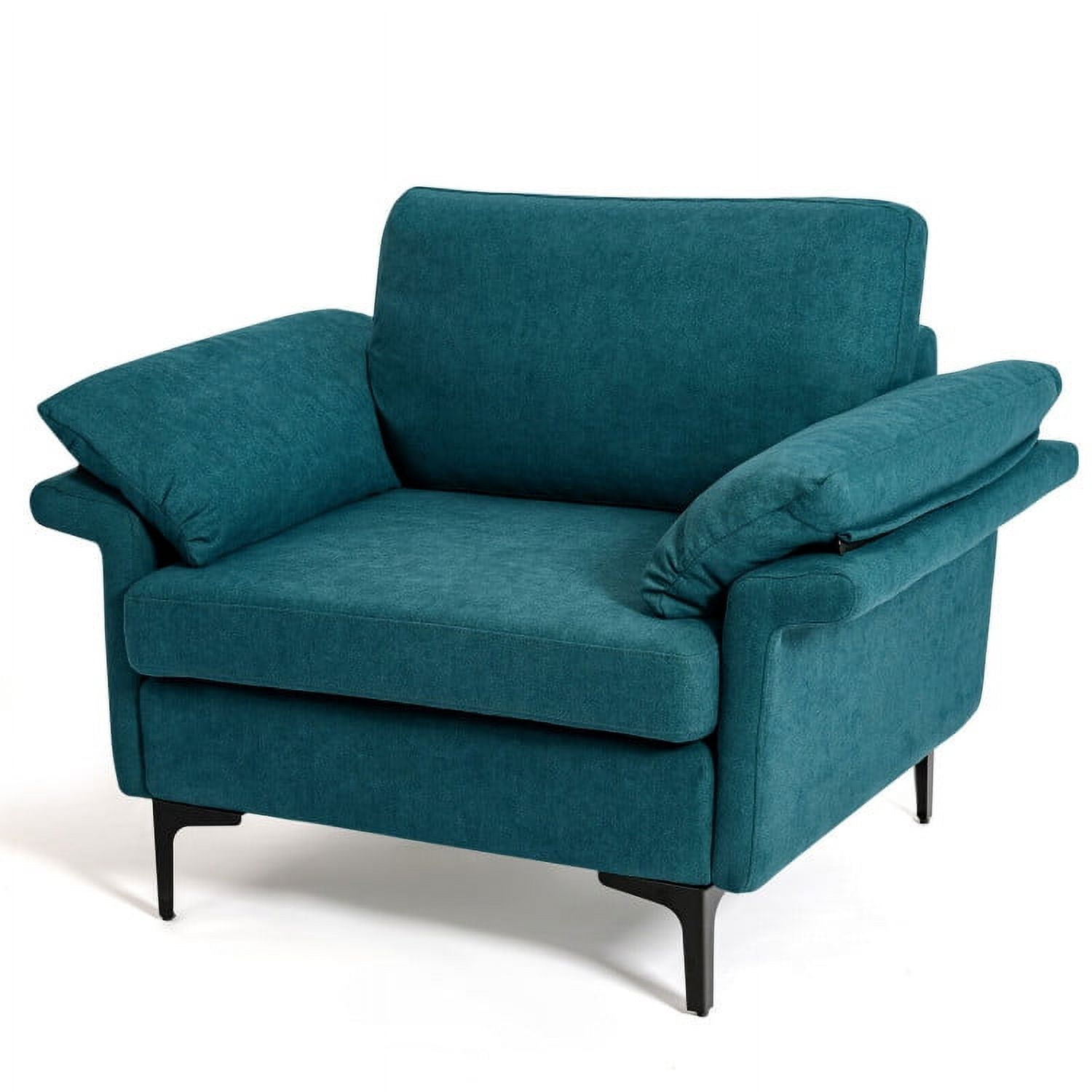 Finihen Upholstered Accent Armchair, Modern Fabric Accent Armchair with Original Distributed Spring and Armrest Cushions, for Living Room, Bedroom, Peacock Blue